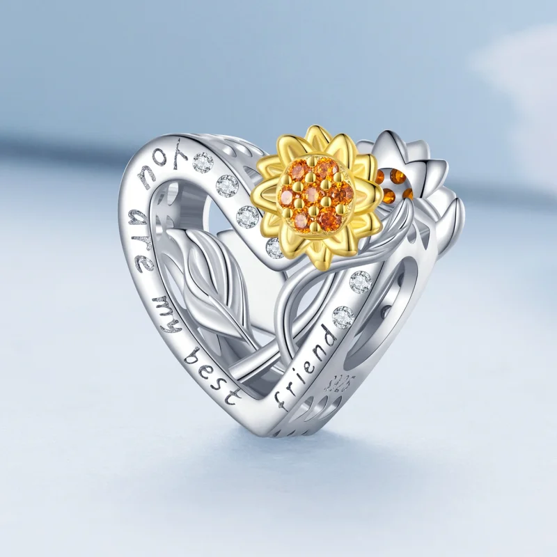 (image for) Pandora Style Sunflower Charm - BSC839 - View 2