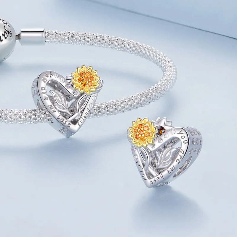 (image for) Pandora Style Sunflower Charm - BSC839 - View 4