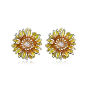 (image for) Pandora Style Sunflower Studs Earrings - BSE867