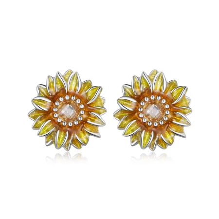 Pandora Style Sunflower Studs Earrings - BSE867