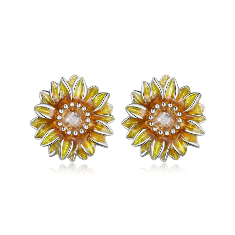(image for) Pandora Style Sunflower Studs Earrings - BSE867 - Product Image