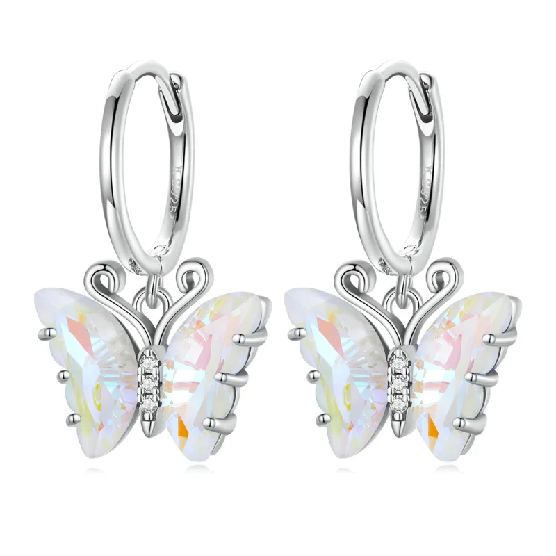 (image for) Pandora Style Symphony Butterfly Hoop Earrings - SCE1588-CF - Product Image