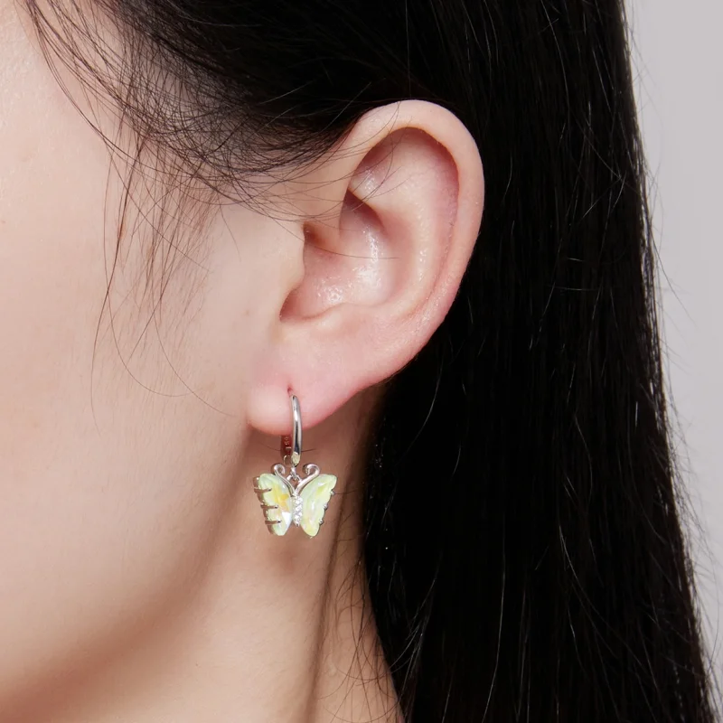 (image for) Pandora Style Symphony Butterfly Hoop Earrings - SCE1588-GN - View 7