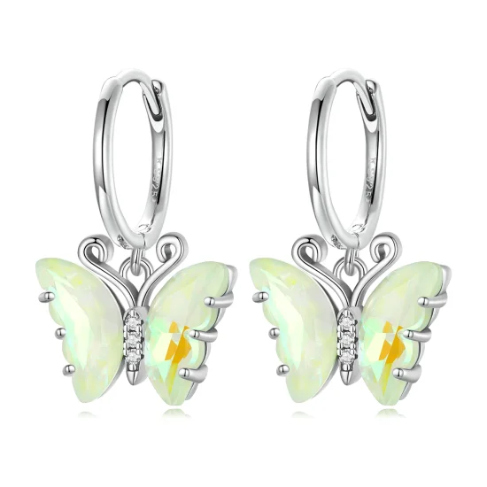 (image for) Pandora Style Symphony Butterfly Hoop Earrings - SCE1588-GN