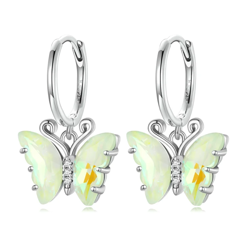 (image for) Pandora Style Symphony Butterfly Hoop Earrings - SCE1588-GN - Product Image