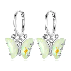 Pandora Style Symphony Butterfly Hoop Earrings - SCE1588-GN Pandora Style Symphony Butterfly Hoop Earrings - SCE1588-GN