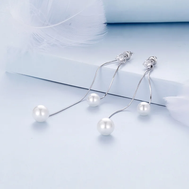 (image for) Pandora Style Tassel Beads Dangle Earrings - BSE890 - View 2