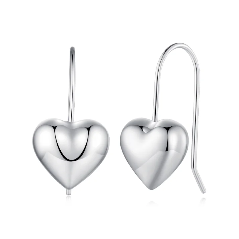 (image for) Pandora Style Three-Dimensional Heart-Shaped Stud Earrings - BSE854 - Product Image