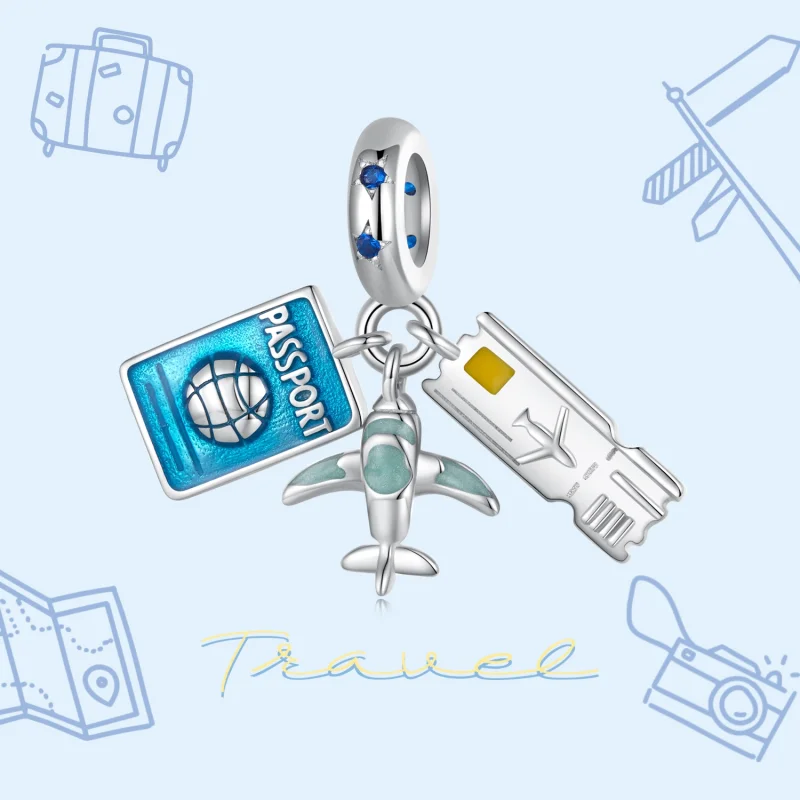 (image for) Pandora Style Travel Plane Dangle - SCC2479 - View 3