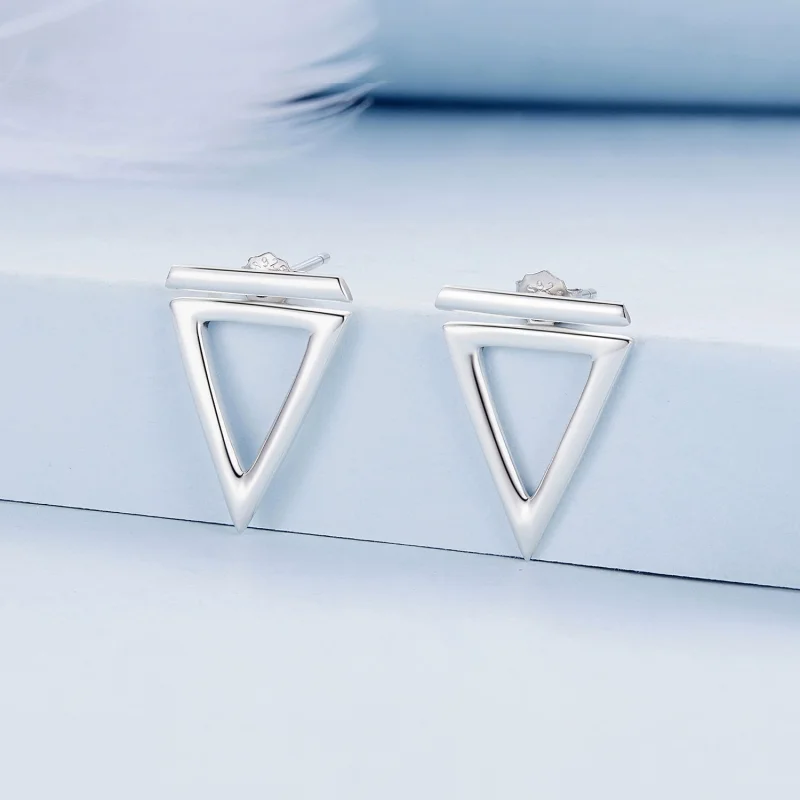 (image for) Pandora Style Triangle Studs Earrings - BSE900 - View 2