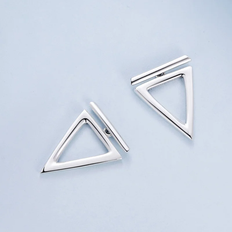 (image for) Pandora Style Triangle Studs Earrings - BSE900 - View 4