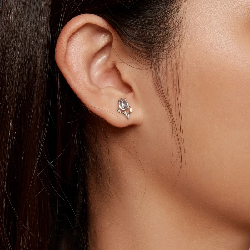 (image for) Pandora Style Tulip Studs Earrings - BSE873 - View 6