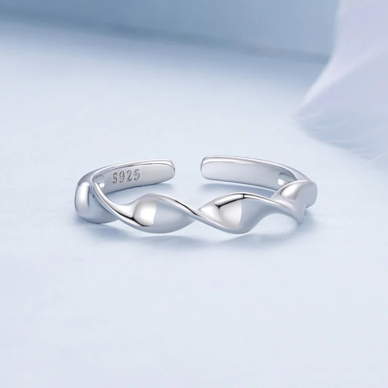 (image for) Pandora Style Twisted Sterling Silver Open Ring - BSR468-E - View 3