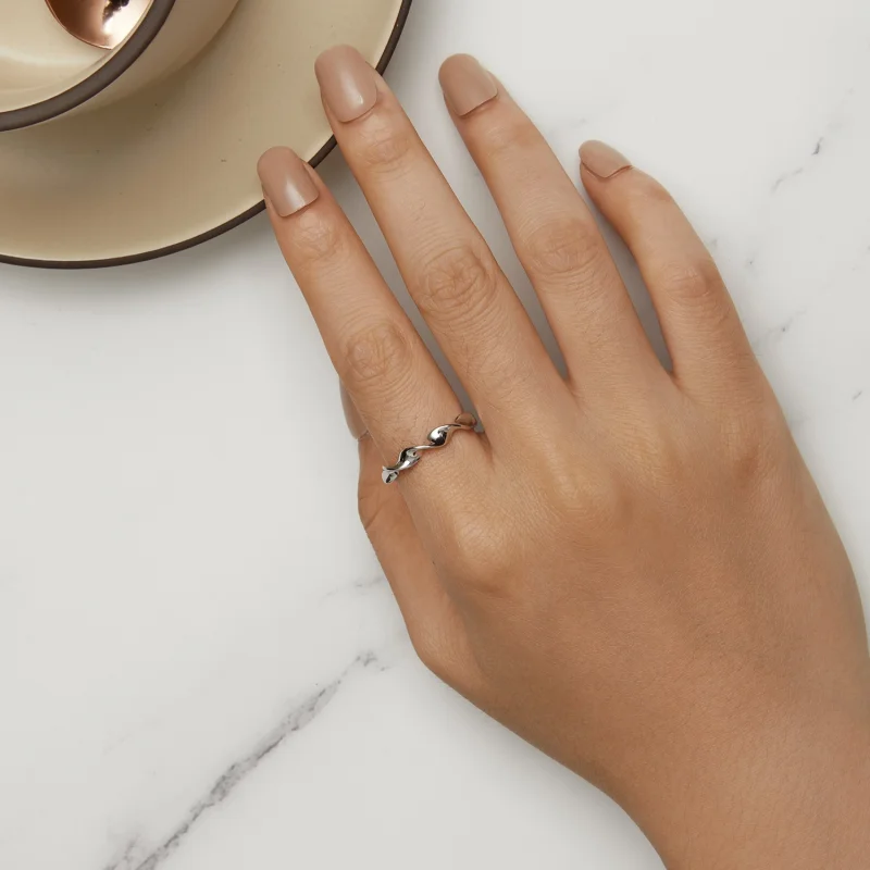 (image for) Pandora Style Twisted Sterling Silver Open Ring - BSR468-E - View 5