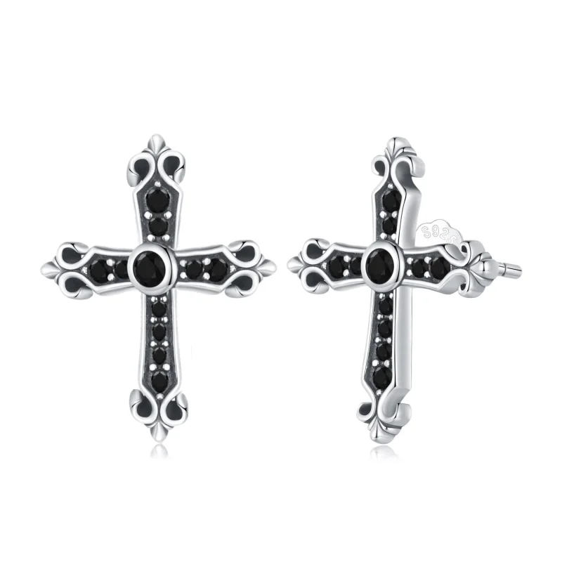 (image for) Pandora Style Vintage Cross Studs Earrings - SCE1655 - Product Image