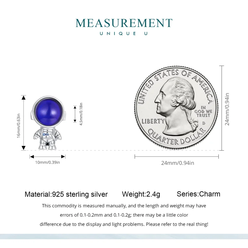 (image for) Pandora Style Warm-Sensing Astronaut Charm - BSC578-CF - View 5