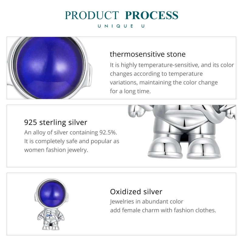 (image for) Pandora Style Warm-Sensing Astronaut Charm - BSC578-CF - View 6