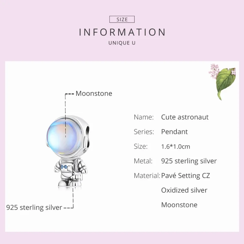 (image for) Pandora Style Warm-Sensing Astronaut Charm - BSC578 - View 3