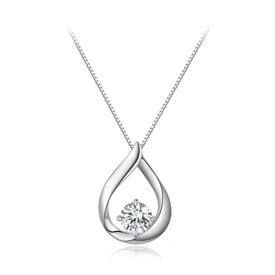 Pandora Style Water Drop Moissanite Necklace (One Certificate) - MSN015