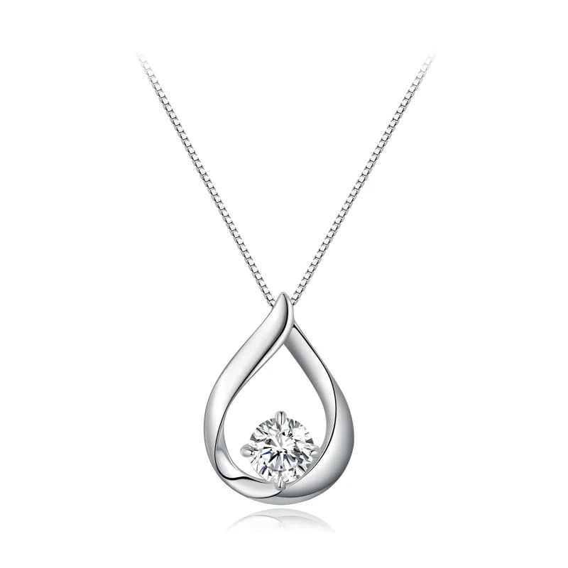 (image for) Pandora Style Water Drop Moissanite Necklace (One Certificate) - MSN015 - Product Image