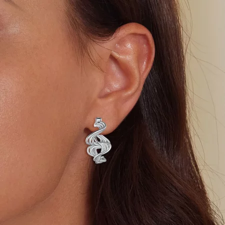 Pandora Style Wave Hoop Earrings - BSE907