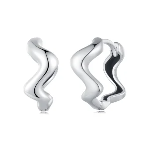 (image for) Pandora Style Wave Hoop Earrings - SCE1624