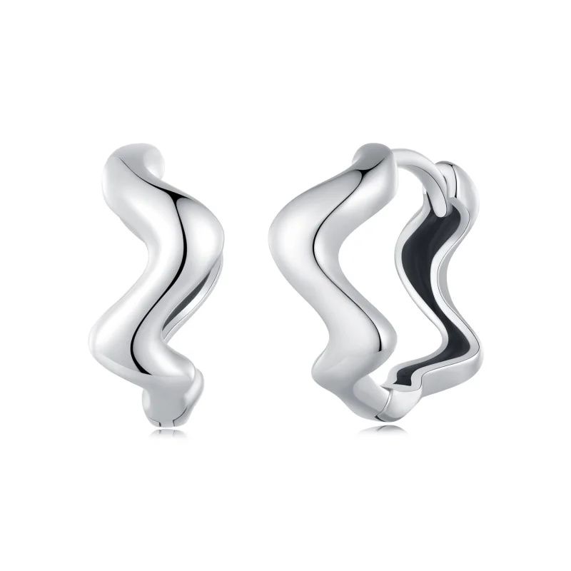 (image for) Pandora Style Wave Hoop Earrings - SCE1624 - Product Image