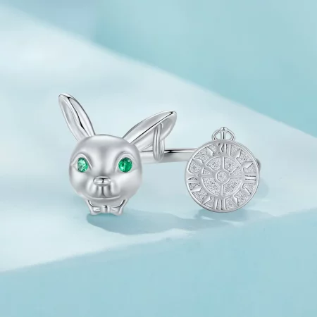 Pandora Style White Rabbit Clock Ring - SCR948-E