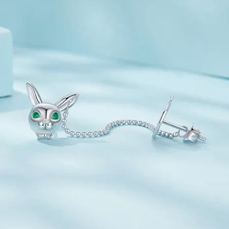 Pandora Style White Rabbit Clock Studs Earrings - SCE1617