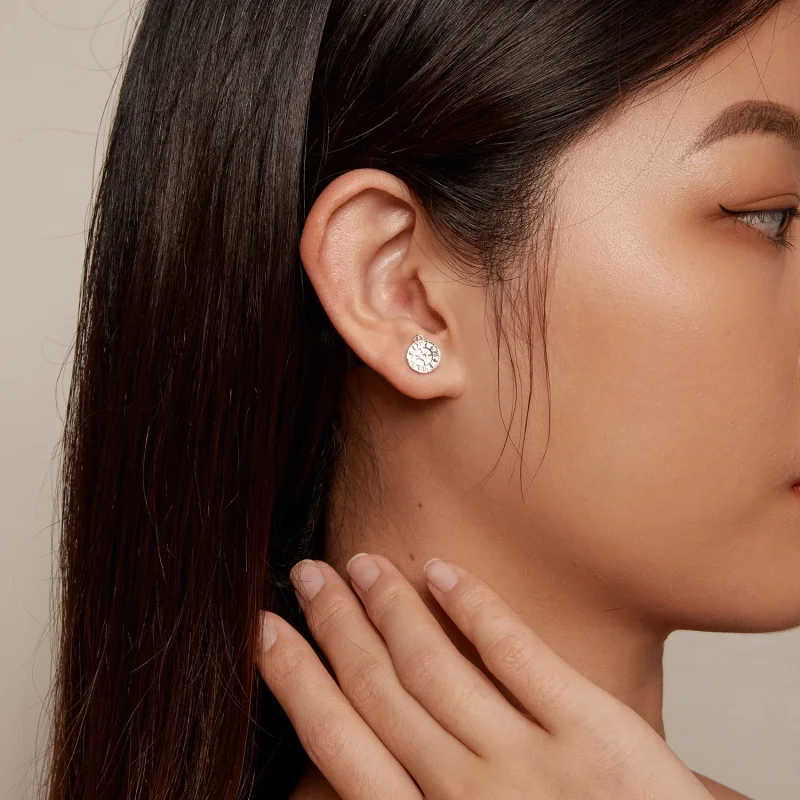 (image for) Pandora Style White Rabbit Clock Studs Earrings - SCE1617 - View 7