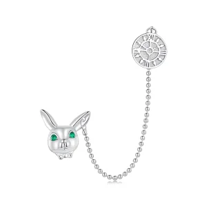 (image for) Pandora Style White Rabbit Clock Studs Earrings - SCE1617