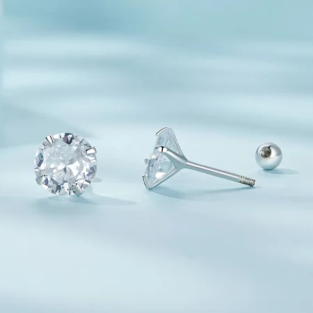 Pandora Style White Zirconium Studs Earrings - SCE1646-L