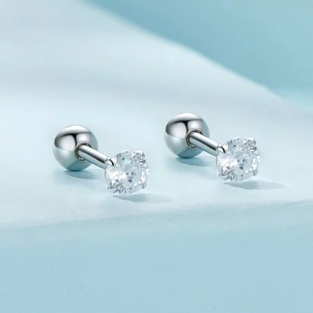 Pandora Style White Zirconium Studs Earrings - SCE1646-S