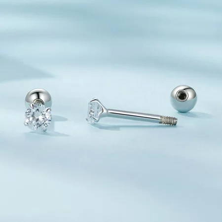 Pandora Style White Zirconium Studs Earrings - SCE1646-S