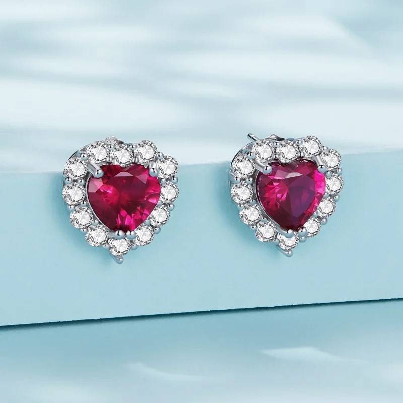 (image for) Pandora Style Zircon Love Studs Earrings - SCE1577 - View 2