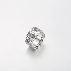 Keith Haring™ x Pandora Line Art Love & People Wide Ring - 192222C01 Keith Haring™ x Pandora Line Art Love & People Wide Ring - 192222C01