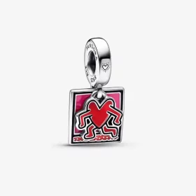 Keith Haring™ x Pandora Walking Heart Double Dangle Charm - 792216C01 Keith Haring™ x Pandora Walking Heart Double Dangle Charm - 792216C01