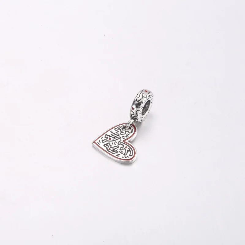 (image for) Keith Haring™ x Pandora Line Art People Heart Dangle Charm - 792215C01 - View 2