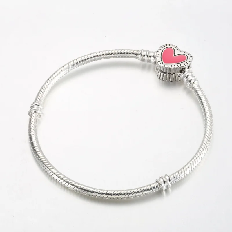 (image for) Keith Haring™ x Pandora Moments Radiant Heart Snake Chain Bracelet - 592217C01 - View 2