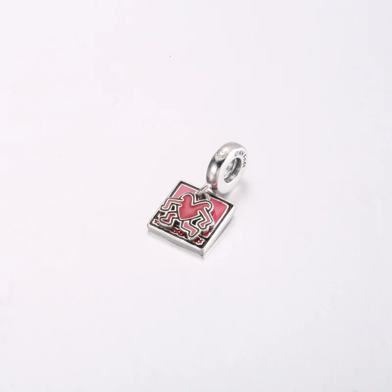 (image for) Keith Haring™ x Pandora Walking Heart Double Dangle Charm - 792216C01 - View 2