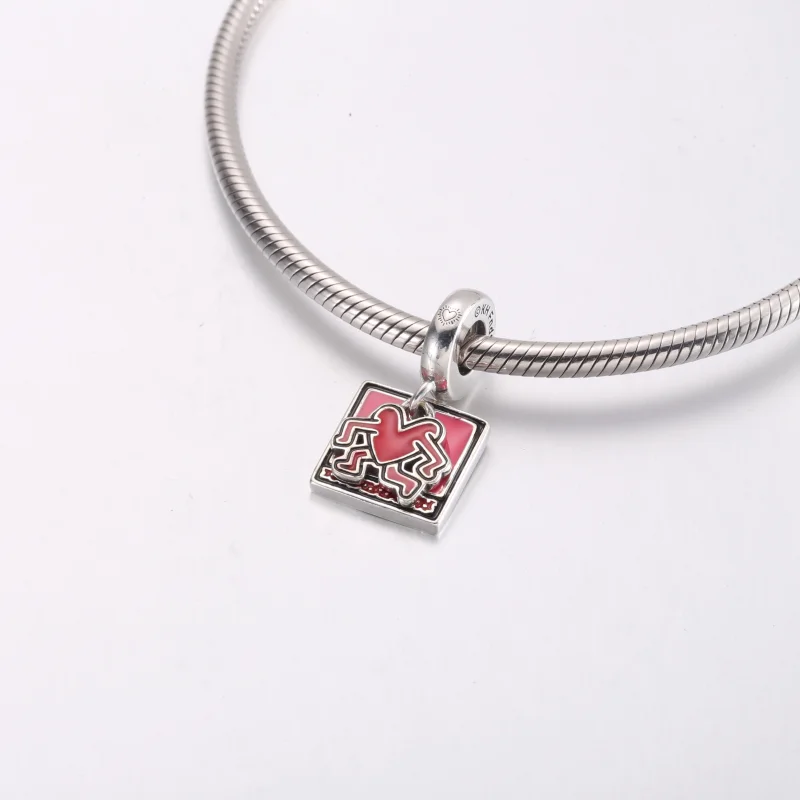 (image for) Keith Haring™ x Pandora Walking Heart Double Dangle Charm - 792216C01 - View 5