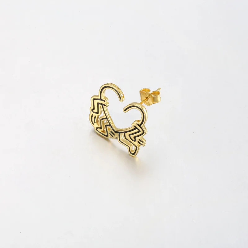 (image for) Keith Haring™ x Pandora Walking Heart Stud Earring - 262221C01 - View 2