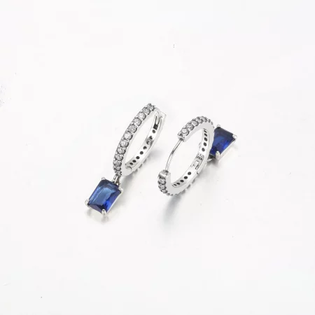 Pandora Blue Rectangular Sparkling Hoop Earrings - 292381C01