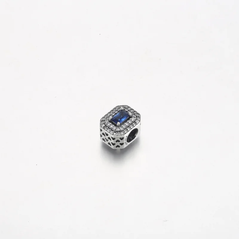 (image for) Pandora Blue Sparkling Leveled Rectangular Charm - 792385c01 - View 2