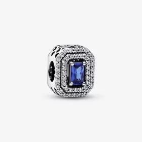 Pandora Blue Sparkling Leveled Rectangular Charm - 792385c01 Pandora Blue Sparkling Leveled Rectangular Charm - 792385c01