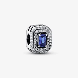 (image for) Pandora Blue Sparkling Leveled Rectangular Charm - 792385c01