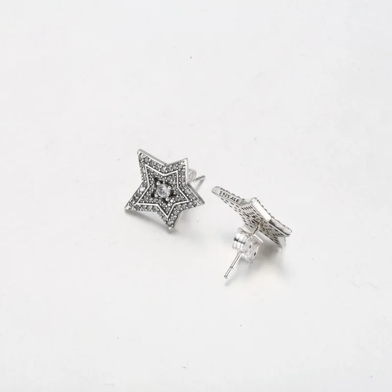 (image for) Pandora Celestial Asymmetric Star Stud Earrings - 292415C01 - View 3