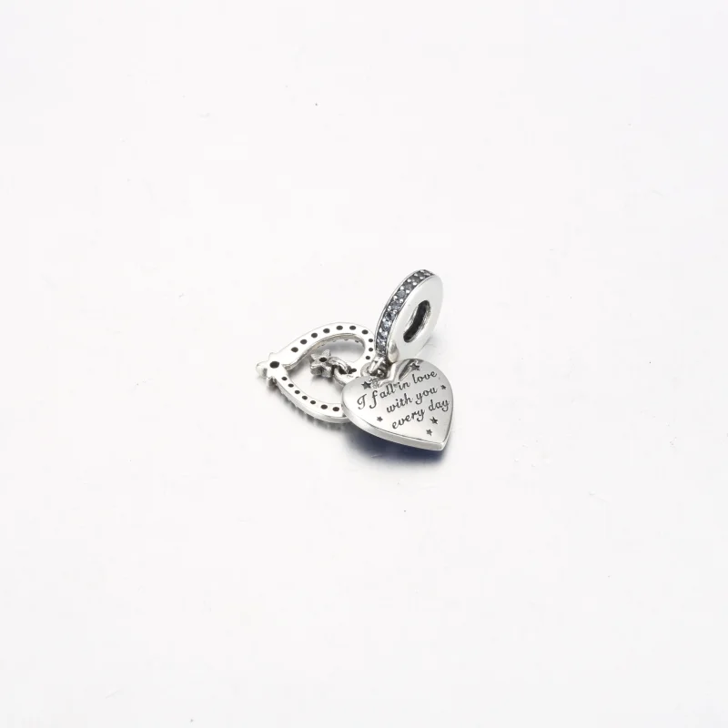 (image for) Pandora Celestial Shooting Star Heart Double Dangle Charm - 792356C01 - View 3