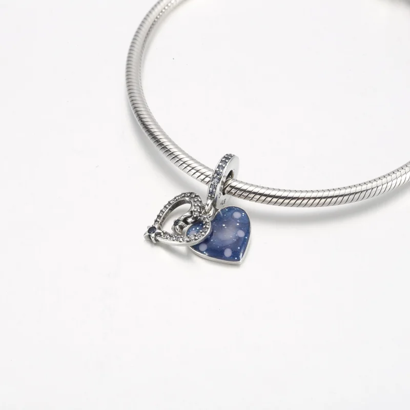 (image for) Pandora Celestial Shooting Star Heart Double Dangle Charm - 792356C01 - View 4