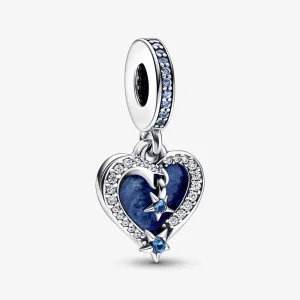 Pandora Celestial Shooting Star Heart Double Dangle Charm - 792356C01 (image for) Pandora Celestial Shooting Star Heart Double Dangle Charm - 792356C01